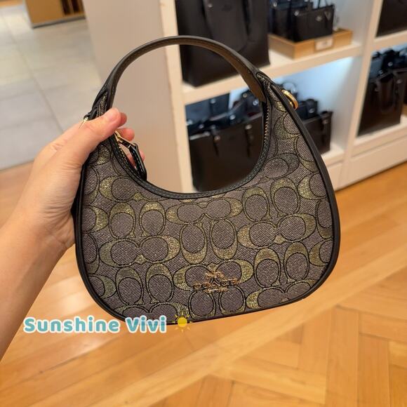 Coach Handbags - NWT Coach Carmen Mini Crossbody Bag In Signature Jacquard CCF76 Charcoal/Gold